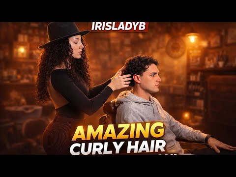 Iris Lady Barber ASMR 💈 | She Touches His Curls… You Won’t Believe The Result |