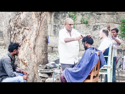 $1 Shave From Street Barber Working Under A Tree I Hampi, India.
