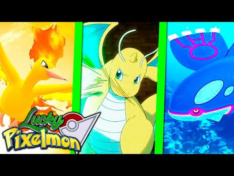 Minecraft LUCKY PIXELMON ELITE FOUR - DRAGONITE , KYOGRE e MOLTRES JUNTOS NA BATALHA ÉPICA !!