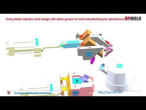 Crazy plastic injection mold design with slides groups for mold manufacturing by Upmold.com