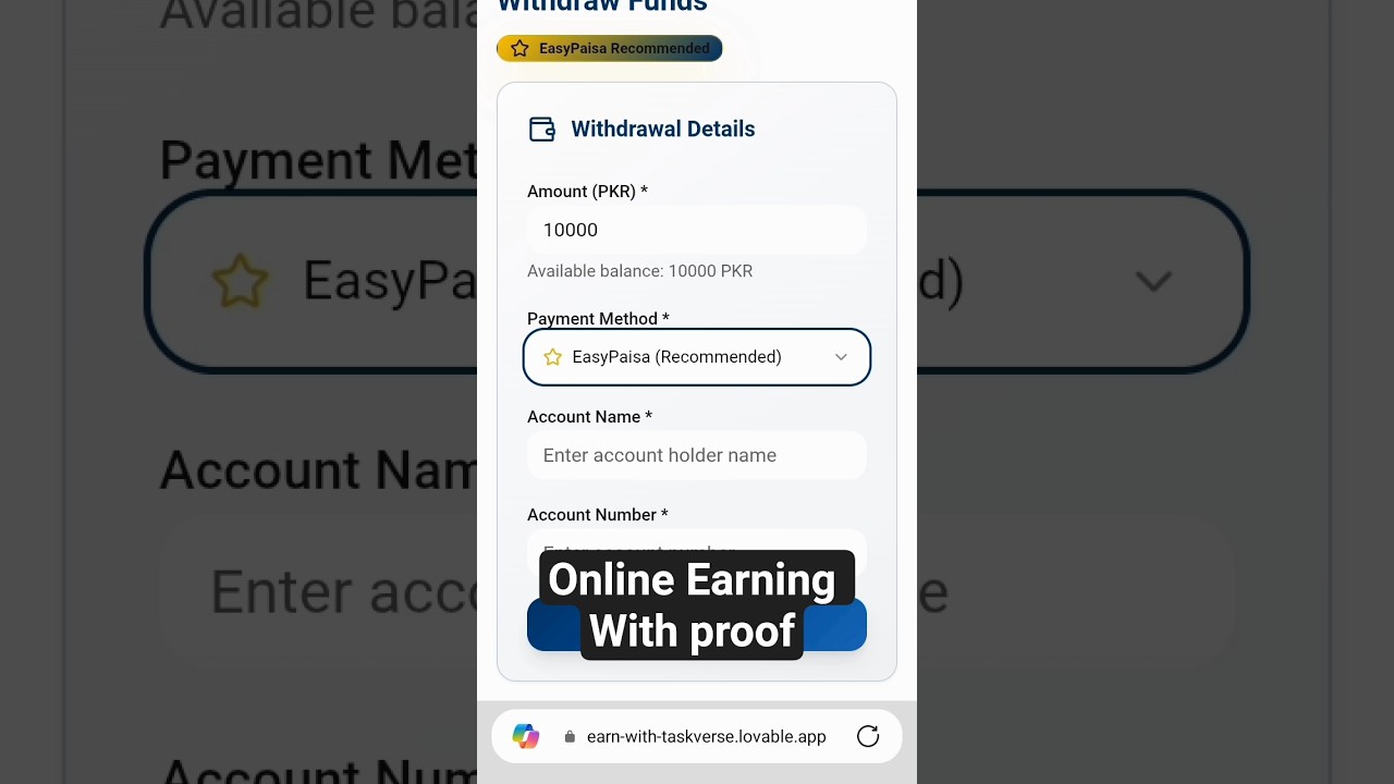 Task Verse Online Earning With proof 🧾 Follow my instructions and get daily 10000 pkr reward 💯