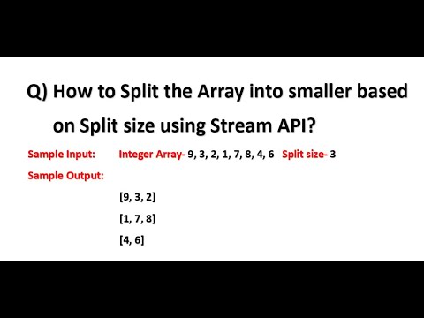 How To Split The Array Into Smaller Based On Split Size Using Stream Api Java Interview Programs