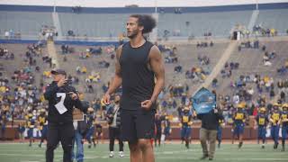 Colin Kaepernick throws in front of NFL scouts at Michigan's spring game
