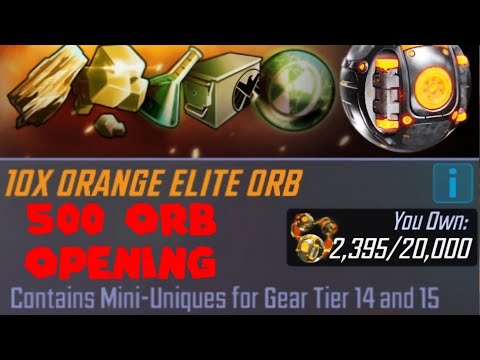 Opening 500 "10X ORANGE ELITE ORB"