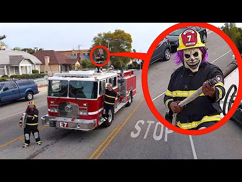 when you see this clown fire truck filled with CLOWN Fireman, do not pass it! Drive away FAST!!