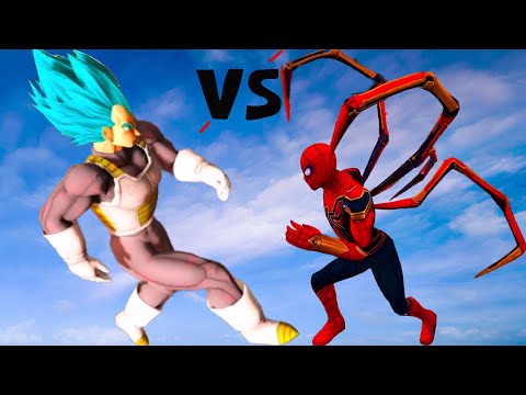 "IRON Spider vs Vegeta: High-Speed Battle with Rapid Spinning, Fast Rotation, and Quick Revolutions!