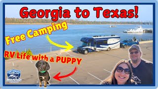From Georgia to Texas in Our Super C RV | Free Camping, Super C Sightings & RV Life with a Puppy