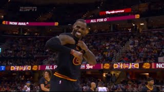 LeBron James rips sleeves off his jersey (Knicks vs Cavs) - HD