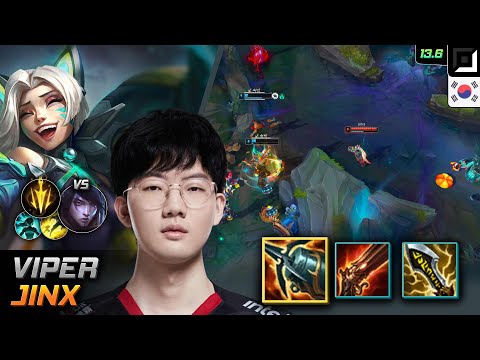 Viper Adc Jinx Build Kraken Slayer Lethal Tempo - Viper Jinx Match Highlight - LOL KR 13.6