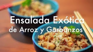 Ensalada exótica de arroz y garbanzos - Recetas de cocina fácil ✅