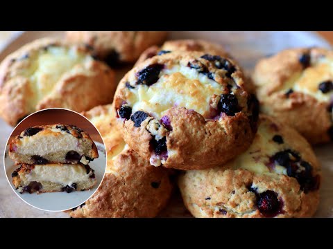 Lemon Cream Cheese & Blueberry Scones 🍋🫐