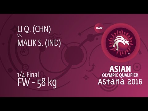 1/4 FW - 58 kg: S. MALIK (IND) df. Q. LI (CHN), 8-2