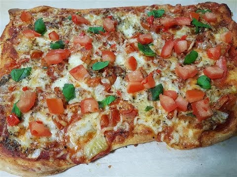 Crispy Pizza with Tomato and Basil for Christmas Recipe