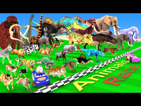 44 Animals Race vs Dinosaurs vs Prehistoric Mammals Speed Race Run to Victory: Who Will Win? ARBS