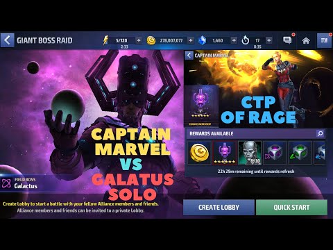 T3 Captain Marvel (Rage CTP) VS GALACTUS Giant Boss Raid (GBR) Solo Gameplay - Marvel Future Fight