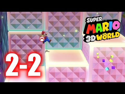Super Mario 3D World - 2-2 Puffprod Peaks - All Stars & Stamp 100% Gameplay Walkthrough