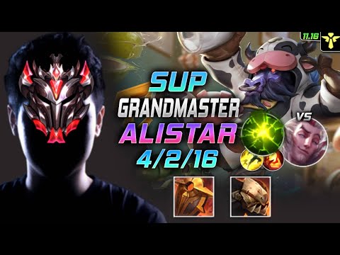 GrandMaster Alistar Support vs Rakan - 천상계 서폿 알리스타 템트리 룬 망자 여진 アリスター Алистар 牛头酋长 - LOL KR 11.16