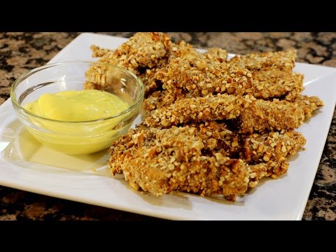 Pretzel Crusted Chicken Fingers with honey mustard dip | Rookie With A Cookie