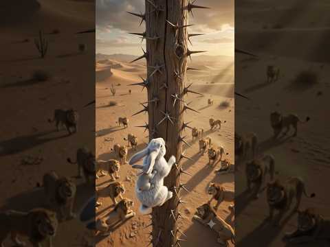 Mother Rabbit's Impossible Climb to Save Her Baby 🐰🦁❤️ | Emotional AI Story #Shorts