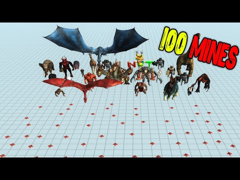 All Units vs 100 Mines  ARBS - Animal Revolt Battle Simulator