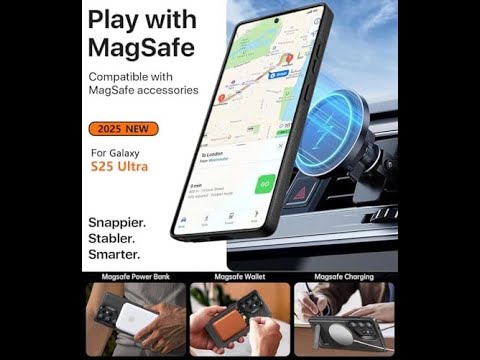 Samsung Galaxy S25 Ultra Case Leather Compatible with MagSafe Slim Kickstand for Review