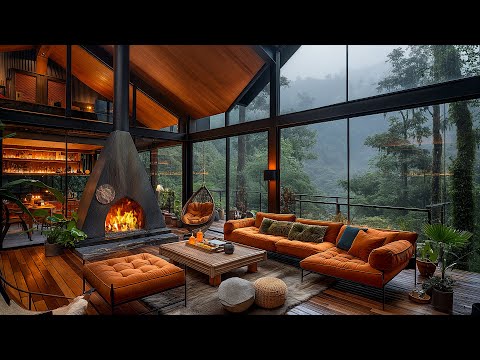 Rainy Day Retreat - Tranquil Cabin Ambience with Soothing Jazz & Rain Sounds for Deep Sleep 🌧️🏡