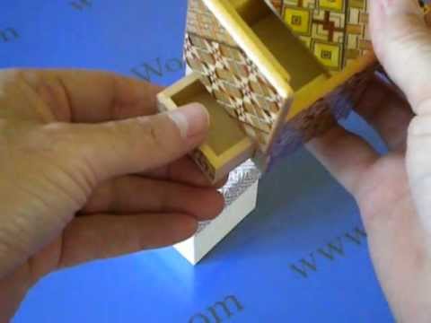 The 2 Sun 4 Step Yosegi Cube Japanese Puzzle Box with HIDDEN DRAWER!