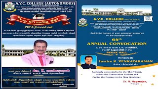 64th ANNUAL CONVOCATION A.V.C. COLLEGE (AUTONOMOUS)