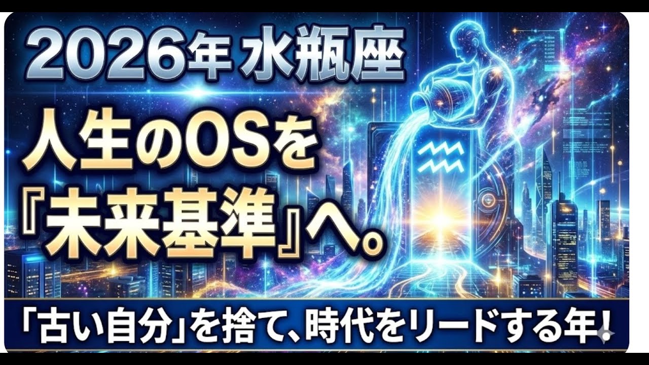 2026年 水瓶座の運勢【人生更新】「生き方のアップデート」が止まらない！時代があなたに追いつく黄金期の到来【占い×科学】令和８年星座占い：総合運、金運、恋愛運、仕事運、開運のポイント