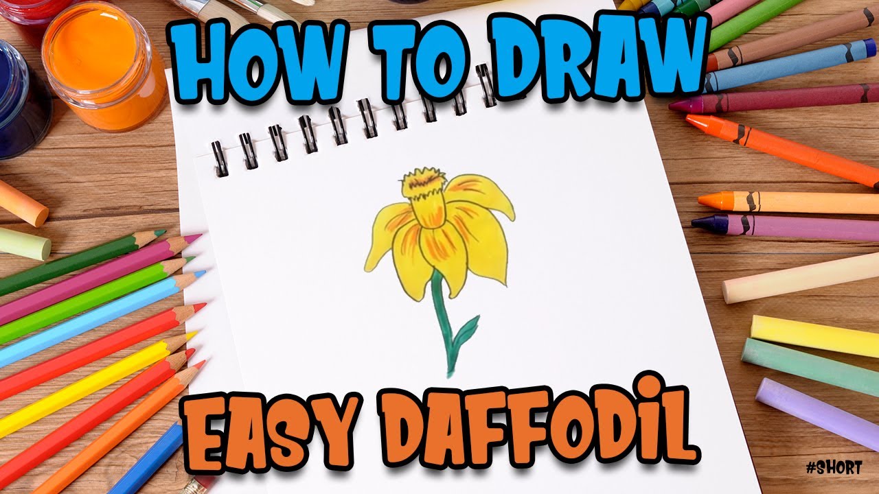 How to Draw easy Daffodil step by step for Kids #shorts