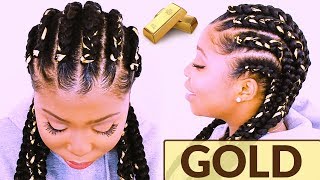 GOLD CORNROW BRAIDS! Step By Step Tutorial