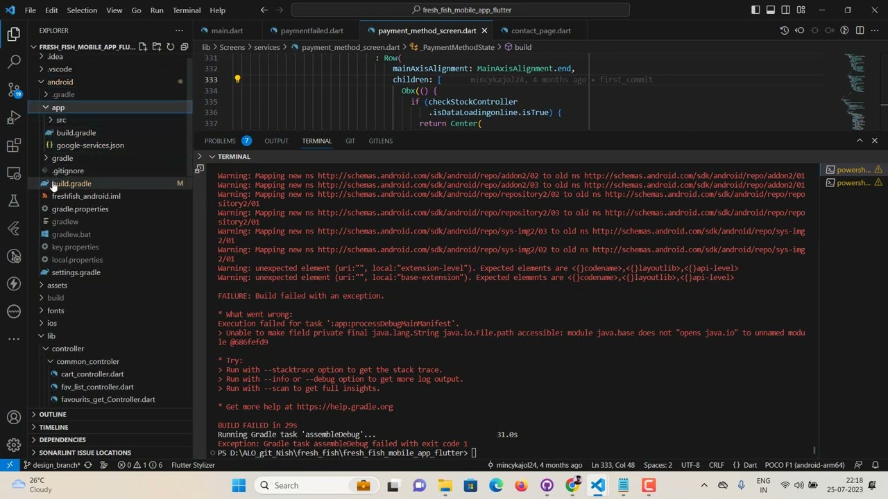 FAILURE: Build failed with an exception | Execution failed for task ':app:processDebugManifest' |