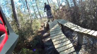 Riding the Hendo Playground and other features at Henderson Pond Trail.