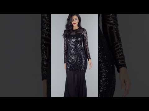 Studio - Club L Geo Sequin Chiffon Fishtail Maxi Dress