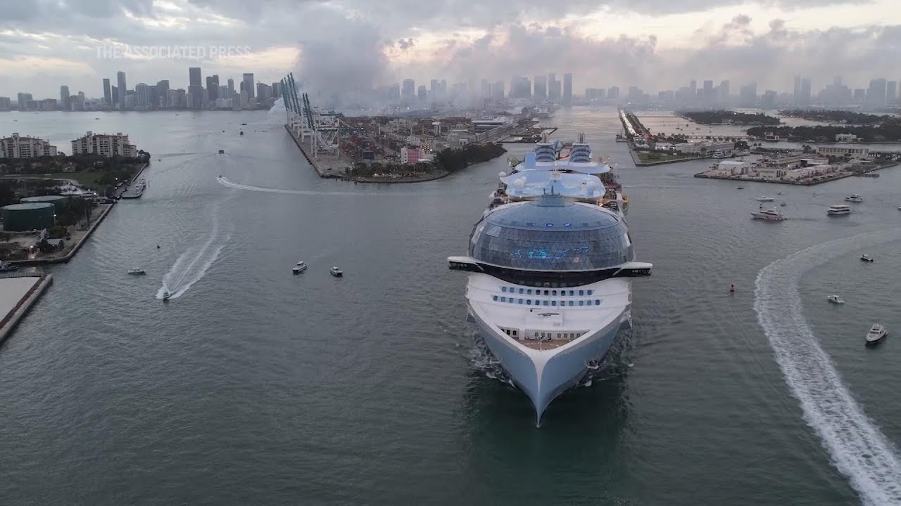 World’s largest cruise ship the Icon of the Seas sets out on maiden voyage from Miami
