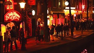 Walking To Amsterdam's Red Light District At Night