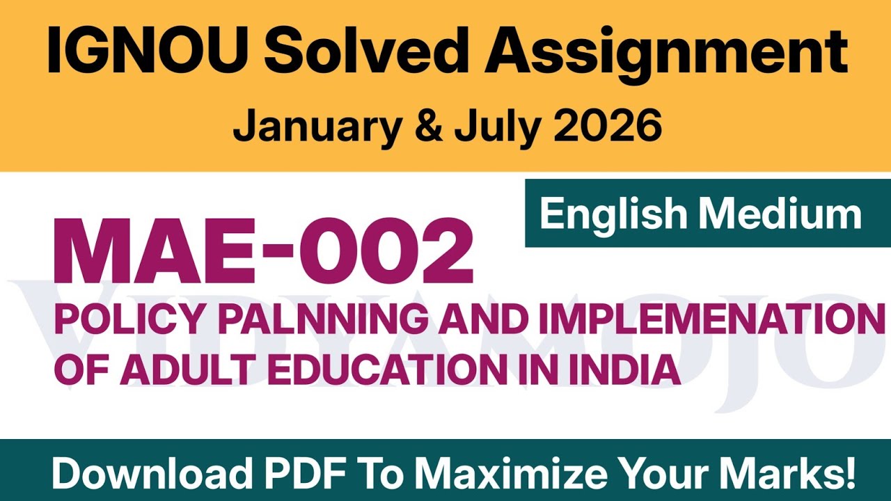 IGNOU MAE 002 Solved Assignment 2026 English Medium PDF Download