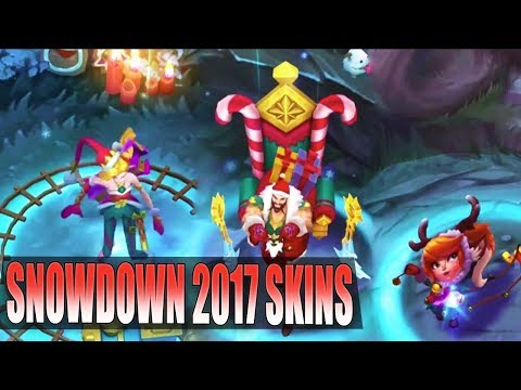 ALL SNOWDOWN SKINS 2017 Preview - Ambitious Elf Jinx Santa Draven Snow Fawn Poppy