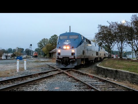 Amtrak's north & southbound Silver Star in Sanford, NC - Amtrak 91 & 92 - 10/25/2020