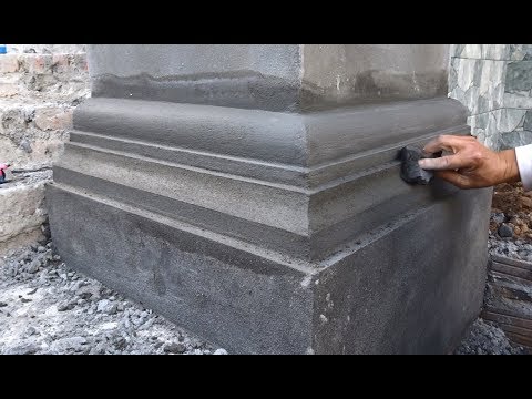 Amazing Construction Rendering Sand & Cement To The Foot Of The Latest Concrete Column