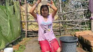 Hot Dehati Girl Open Bath & Hair wash  Daily b