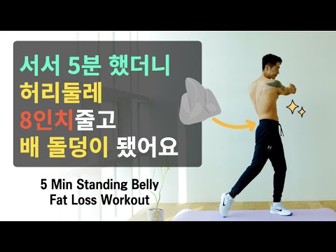 효과보장🔥 뱃살 빨리 빠지는 5분 서서하는 운동 루틴 5Min Belly Fat Burn! Effective Standing Exercises for Losing Belly Fat
