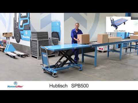 Hanselifter Hubtischwagen SPB500 mit großer Plattform Hubhöhe 900mm Tragkraft 500kg-youtube_img