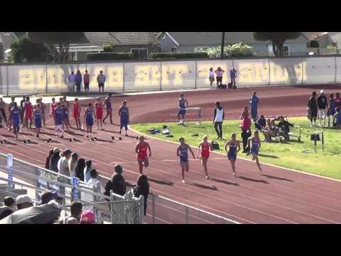JVG 100m Heat 2 at Fountain Valley - 4-20-16 - Los Alamitos Girls