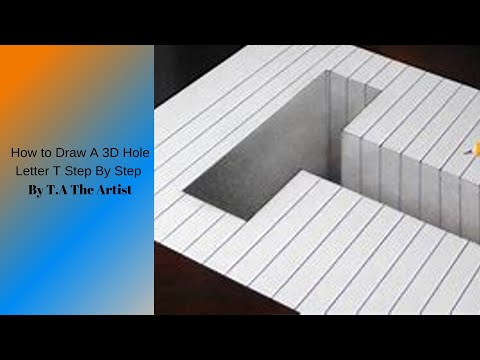 How To Draw A 3D T Hole In Line Paper Step By Step Tutorial - Easy Trick Art Optical Illusion.