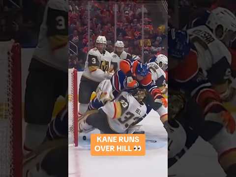 Oilers Evander Kane RUNS OVER Vegas Goaltender Adin Hill 🫨 #hockey
