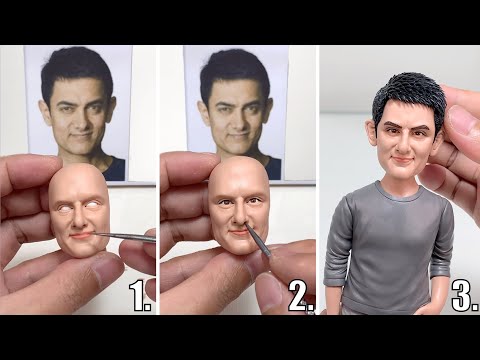 sculpture polymer clay of aamir khan by clay artisan jay