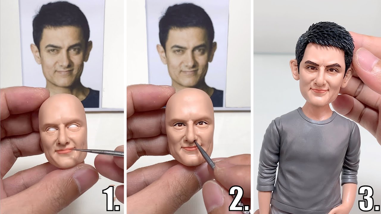 sculpture polymer clay of aamir khan by clay artisan jay