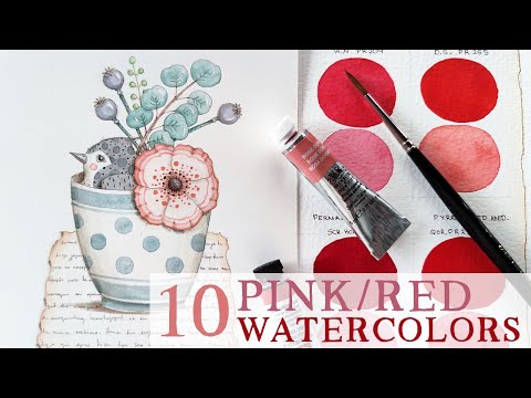 Swatching 10 Red/Pink Watercolours