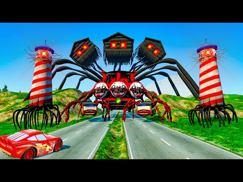 Cars Hard Crash Test with BUS EATER & CHOO-CHOO CHARLES & HOUSE HEAD – BeamNG.Drive